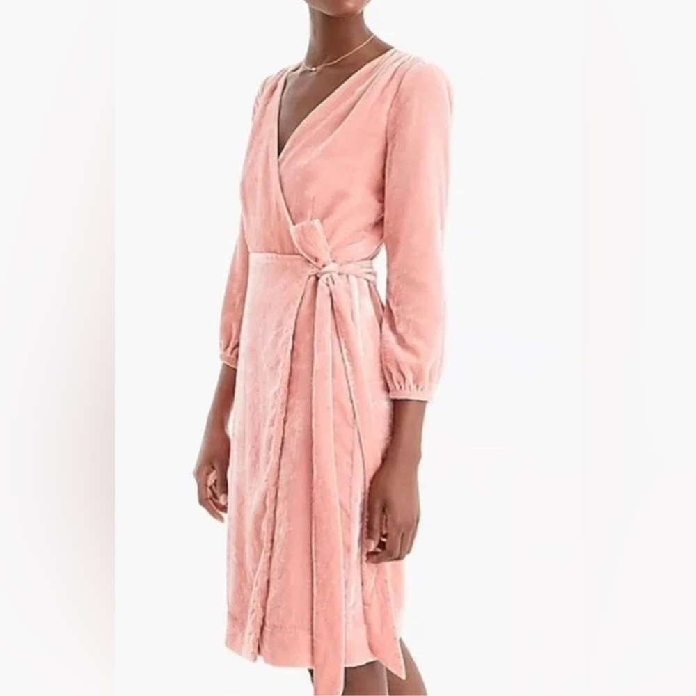 J. Crew Dusty Rose Wrap Dress with Long Sleeves - Picture 2 of 8